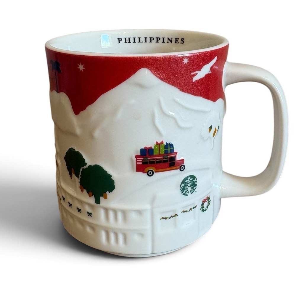 Starbucks Philippines Red Relief Series 2019 Coffee Mug 16oz 3D Embossed